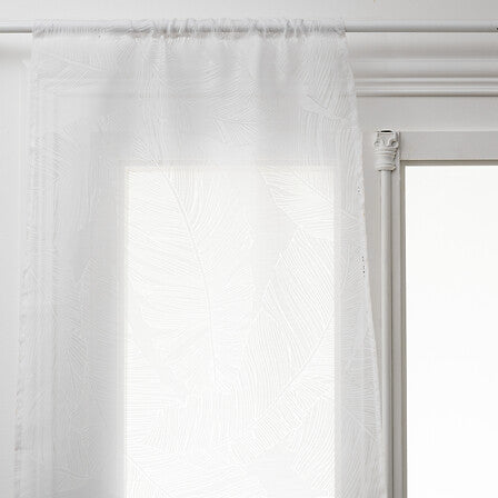 Lot de 2 voilages de fenêtre feuilles 60 x 90 cm blanc