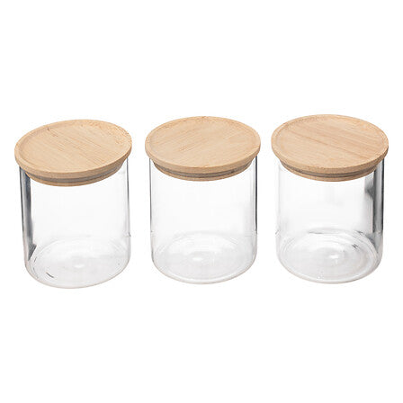 Lot de 3 bocaux verre et bois