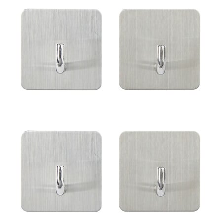 Lot de 4 patères adhésives inox assorti