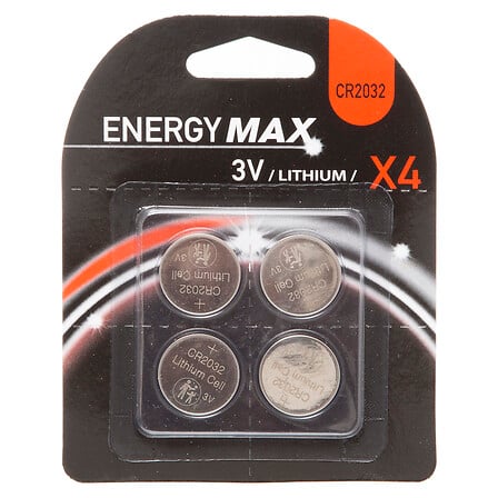 Lot de 4 piles boutons lithium CR2032 avec display