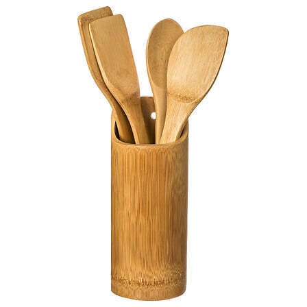 Lot de 4 ustensiles avec pot bambou