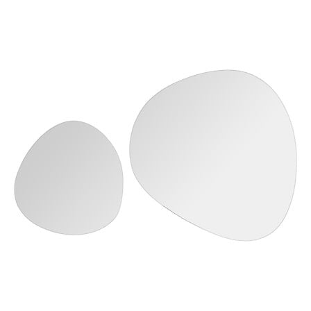 Lot de 2 miroirs forme galet vue ensemble deux miroirs ovales asymetriques tailles differentes surface reflechissante decoration murale salle de bain - decoration murale pack mobilier LMNP
