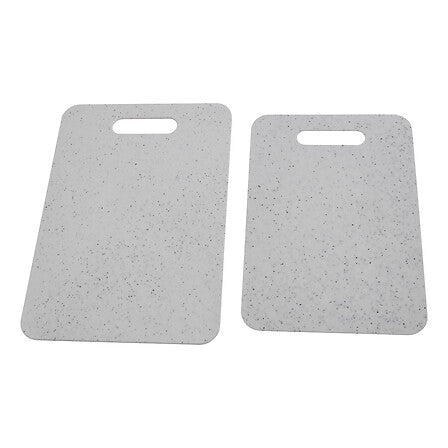 Lot de 2 planches a decouper effet pierre gris mouchete deux tailles poignees integrees cuisine - accessoire decoration pack mobilier LMNP