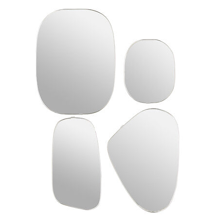 Lot de 4 miroirs forme organique Roman plastique argent