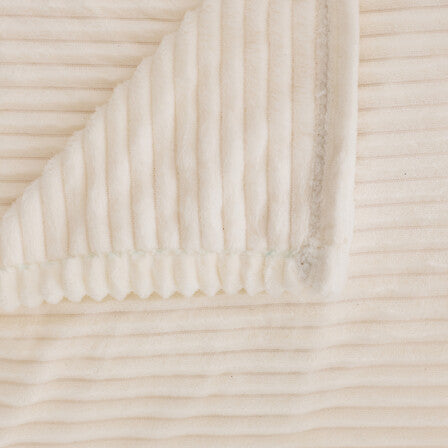 Plaid 240 x 220 cm flanelle côtelée ivoire