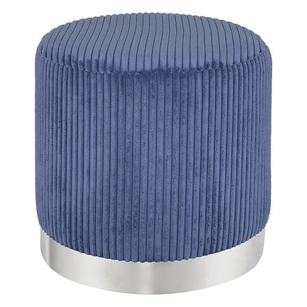 Pouf Sylia diam 38 cm velours côtelé bleu encre