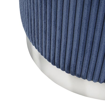 Pouf Sylia diam 38 cm velours côtelé bleu encre