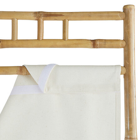 Paravent 135,5 x 170 cm bambou et tissu blanc