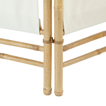 Paravent 135,5 x 170 cm bambou et tissu blanc