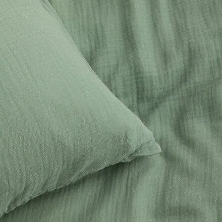 Parure de lit 240 x 220 cm double gaze de coton céladon