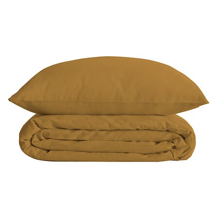 Parure de lit 240 x 220 cm en percale de coton ocre