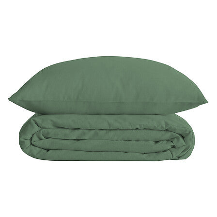 Parure de lit 240x220cm en percale de coton vert jade housse de couette et taie oreiller pliees - accessoire decoration pack mobilier LMNP