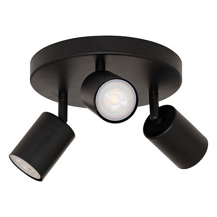 Plafonnier 3 spots orientables metal noir 20cm - luminaire plafond pack mobilier LMNP