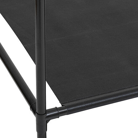 Portant vetements avec etageres metal et plastique detail structure et etagere tissu noir vue rapprochee - mobilier decoration pack mobilier LMNP