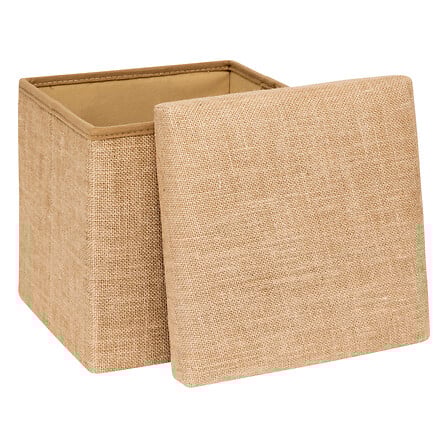Pouf pliant 31 x 31 cm effet toile de jute