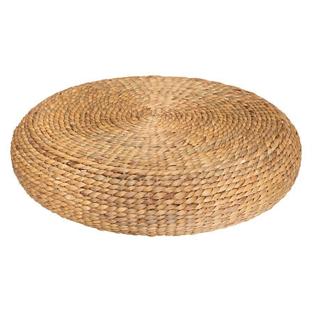 Pouf tressé rond naturel