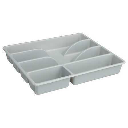 Range couverts 5 compartiments gris pour tiroir de cuisine organisateur plastique - accessoire decoration pack mobilier LMNP