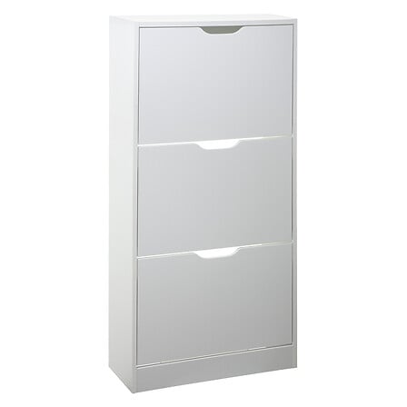 Meuble rangement chaussures blanc 3 compartiments ferme - accessoire entree pack mobilier LMNP