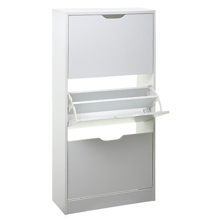 Meuble rangement chaussures blanc 3 tiroirs basculants - accessoire entree pack mobilier LMNP