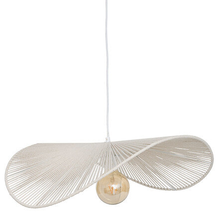 Suspension design en coton blanc forme feuille de palmier - luminaire decoration pack mobilier LMNP