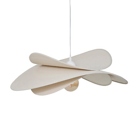 Suspension design en tissu beige forme organique petales - luminaire decoration pack mobilier LMNP