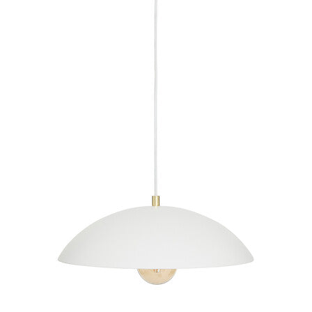 Suspension metal blanc 45cm design minimaliste elegant forme demi-sphere aplatie - luminaire decoration pack mobilier LMNP