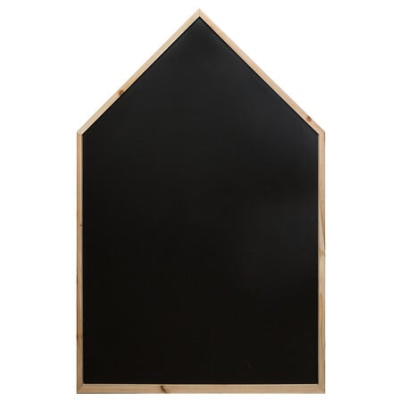 Tableau ardoise forme maison noir avec cadre bois naturel 75x117cm - decoration murale pack mobilier LMNP