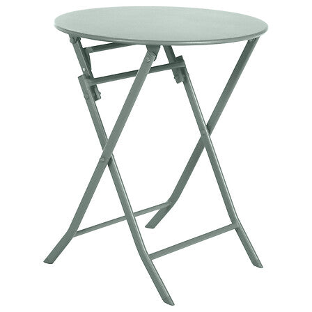 Table ronde pliante vert olive en metal - mobilier balcon terrasse pack mobilier LMNP