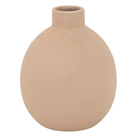 Vase decoratif en ceramique finition mate couleur sable forme ronde 18cm - accessoire decoration pack mobilier LMNP
