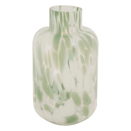 Vase decoratif en verre effet marbre vert et blanc 21cm - accessoire decoration pack mobilier LMNP