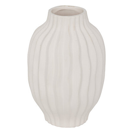 Vase en ceramique blanche striee - accessoire decoration pack mobilier LMNP