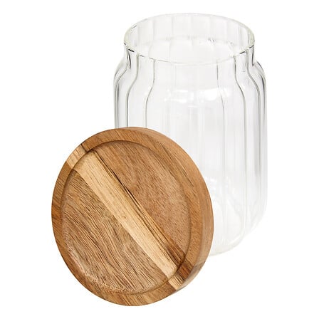 Bocal verre 500 ml Harmony D. 9 x H. 12,3 cm couvercle acacia