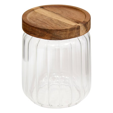 Bocal verre 500 ml Harmony D. 9 x H. 12,3 cm couvercle acacia