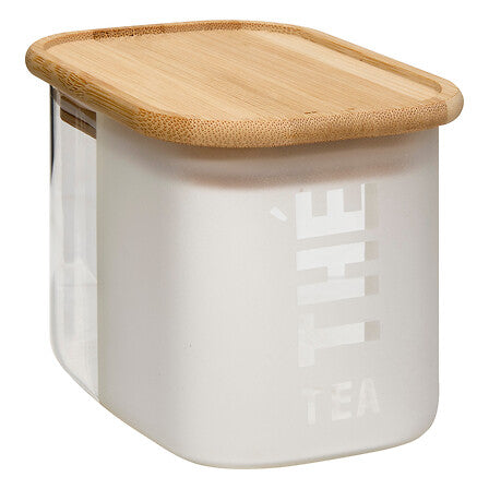 Boîte à thé 720 ml. Glassy verre et couvercle acacia
