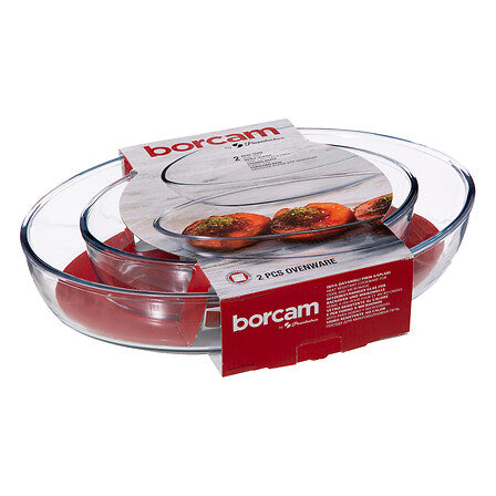 Lot de 2 plats ovales verre