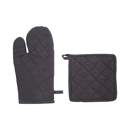 Gant et manique coton gris foncé