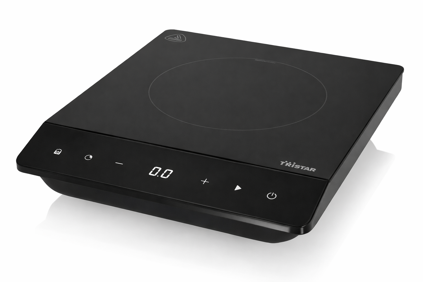 Plaque a induction Tristar noire simple foyer ecran digital LED boutons tactiles vue en perspective cuisine electromenager - accessoire decoration pack mobilier LMNP
