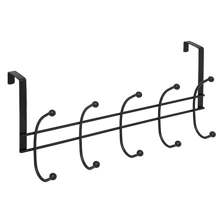 Patère de porte 10 têtes métal noir