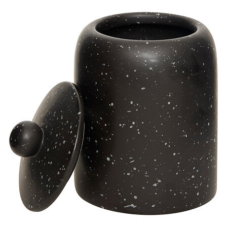 Pot en céramique noir moucheté avec couvercle