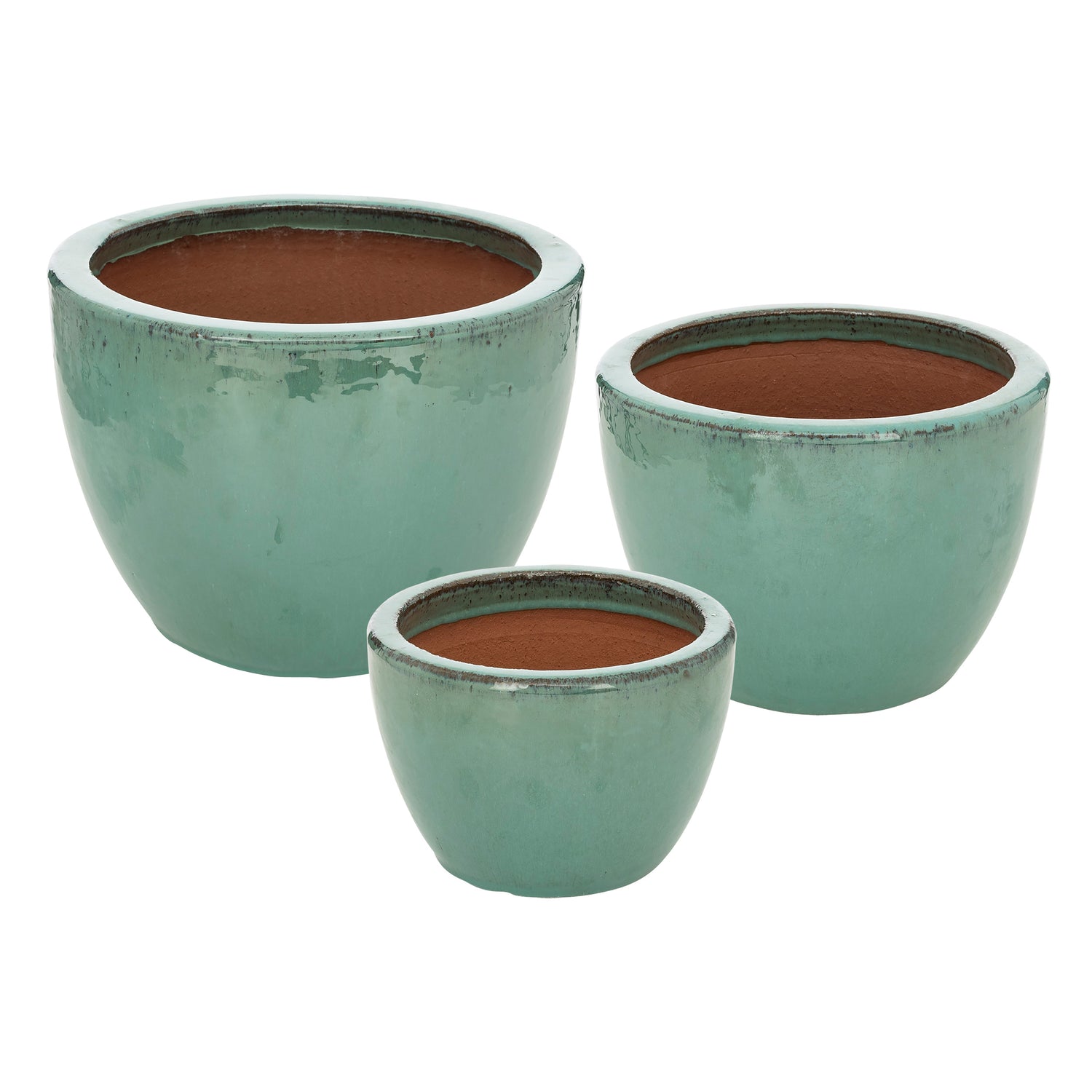 Ensemble de pots de fleurs en céramique vert sauge pour terrasse, balcon ou jardin, sélectionnés par Les Compositeurs pour apporter une touche végétale et décorative à un aménagement extérieur personnalisé.