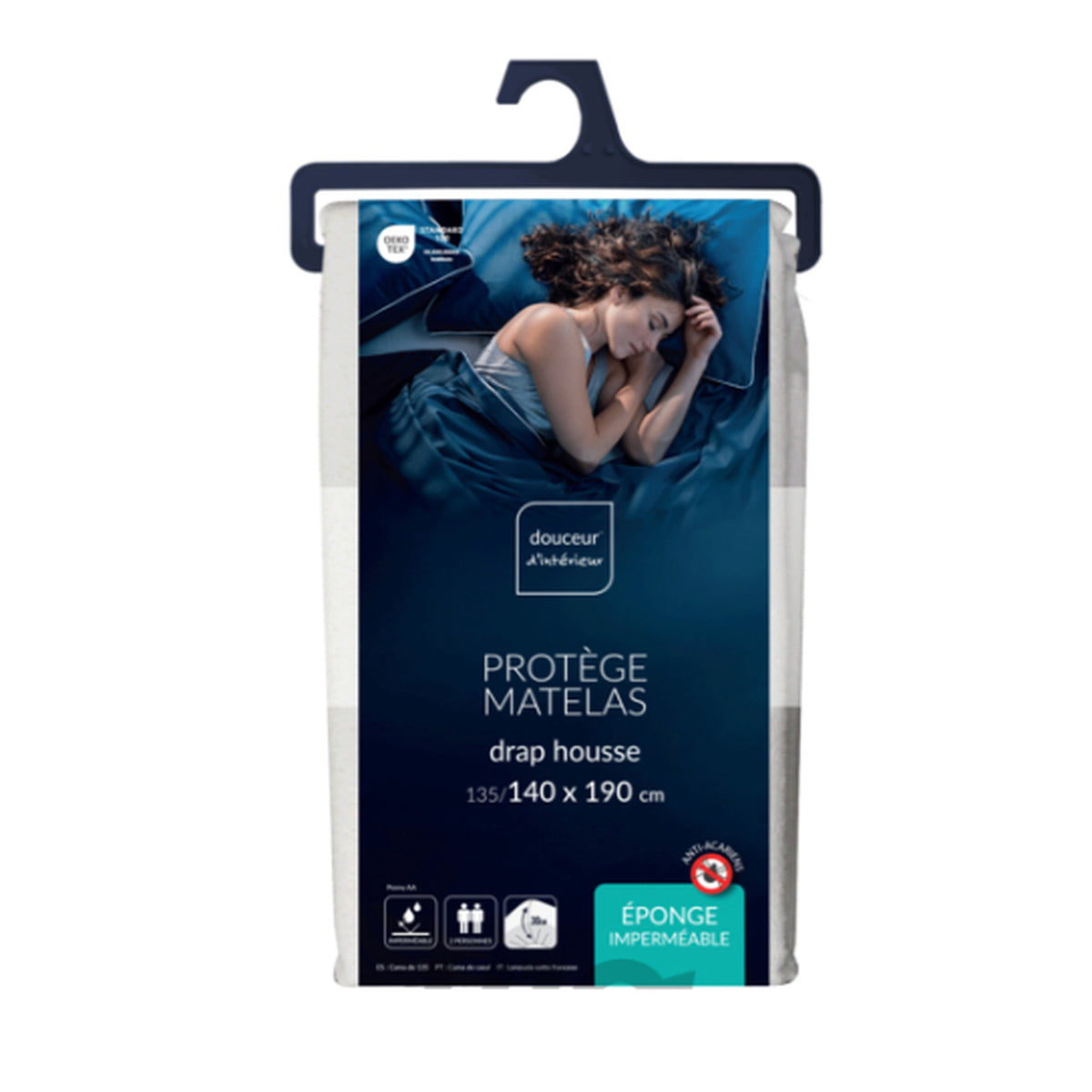 Protège-matelas 140x190cm éponge anti-acariens