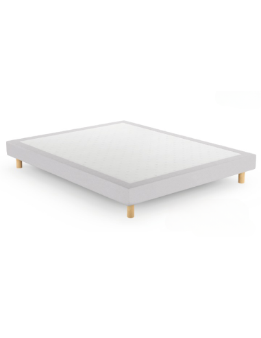 Sommier tapissier massif ferme 15 cm avec pieds bois - literie pack mobilier LMNP