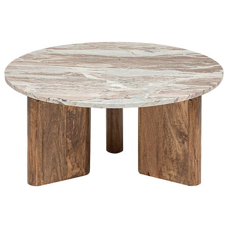 Table basse Coppa marbre et manguier beige