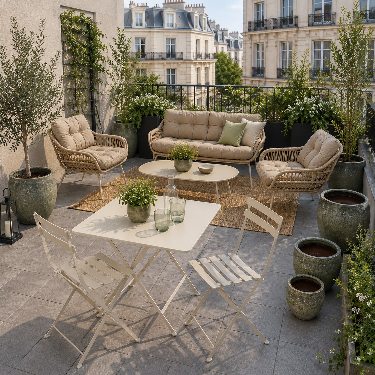 Profitez pleinement de votre terrasse avec un aménagement pensé pour le quotidien.
Les Compositeurs vous proposent un ensemble complet et clé en main, mêlant confort, élégance et convivialité, pour transformer votre extérieur en un véritable lieu de vie à partager et à savourer chaque jour.
