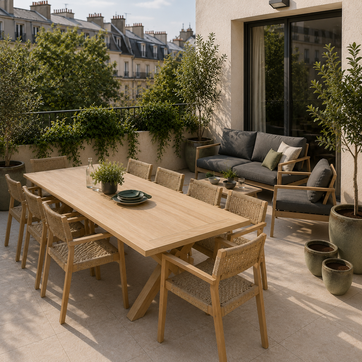 Profitez pleinement de votre terrasse avec un aménagement pensé pour le quotidien.
Les Compositeurs vous proposent un ensemble complet et clé en main, mêlant confort, élégance et convivialité, pour transformer votre extérieur en un véritable lieu de vie à partager et à savourer chaque jour.